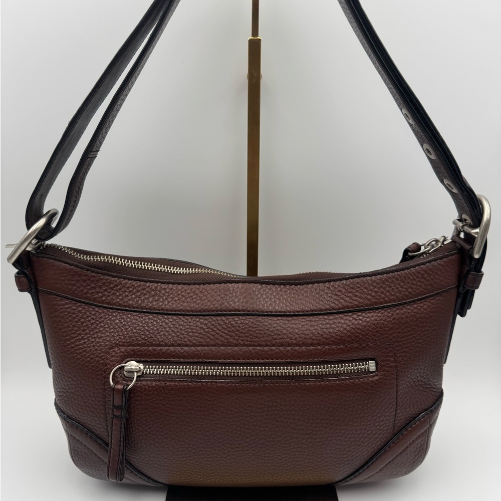Auth Coach Y2K East West Pebbled Leather Soho Crossbody Handbag Brown F12321 - Picture 3 of 16